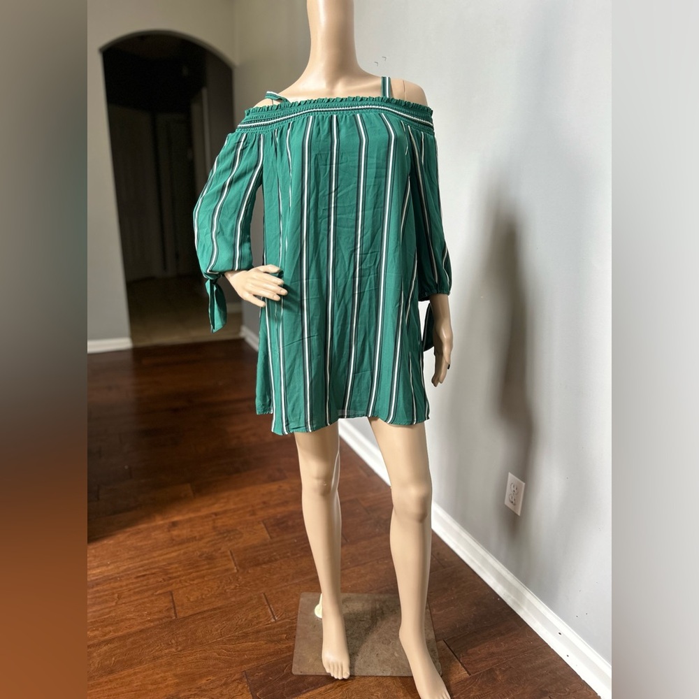 NWT As U Wish Green Cold Shoulder Dress